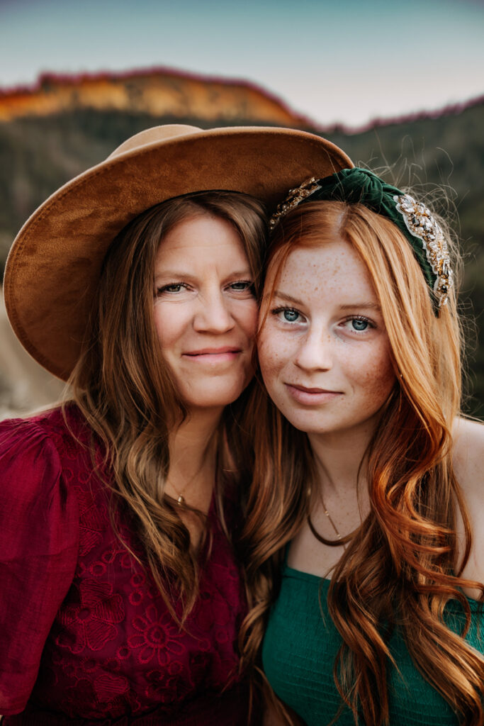 Family Photography, Mother and daughter with beautiful red hair smiling at the camera